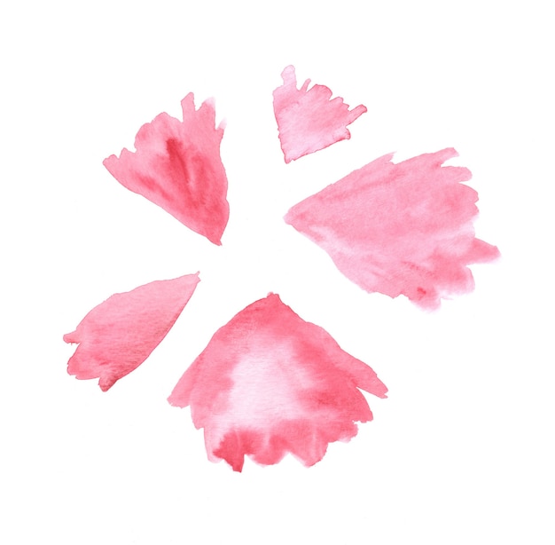 Aquarela pintada à mão ilustração de pétalas florais cor de rosa. Elemento do álbum de recortes.