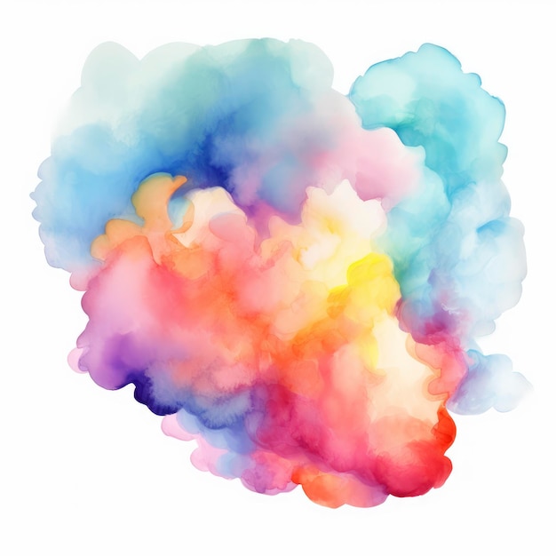 Aquarela Pintura de Pequena Nuvem Multicolor