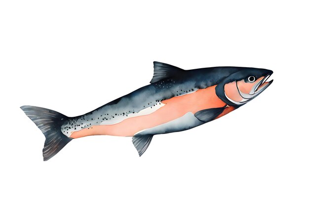 Foto aquarela y pintura de peces de salmón ilustración de animales marinos