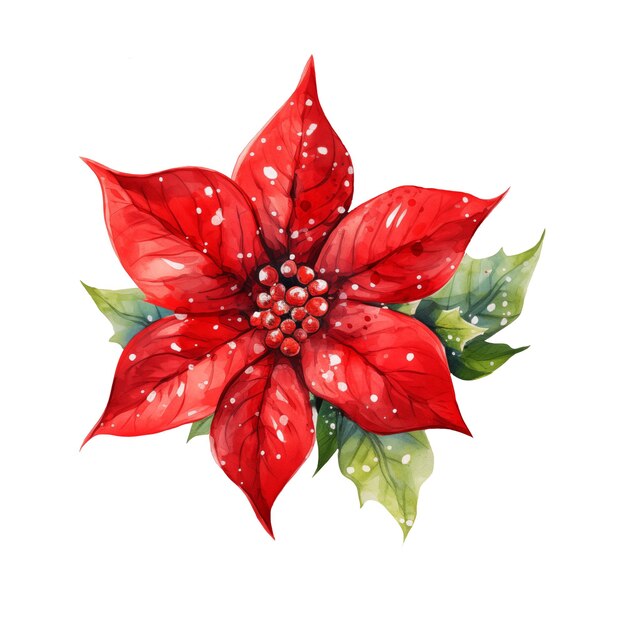 Foto aquarela poinsettia natal e ano novo elemento decorativo festivo decoração natural flor vermelha
