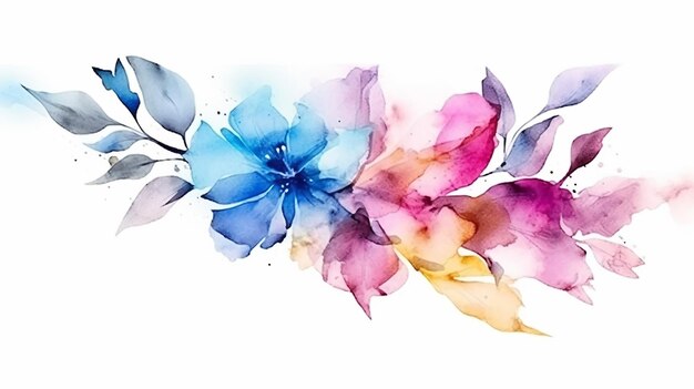 Aquarela primavera floral aquarela álcool tinta índigo Generative AI