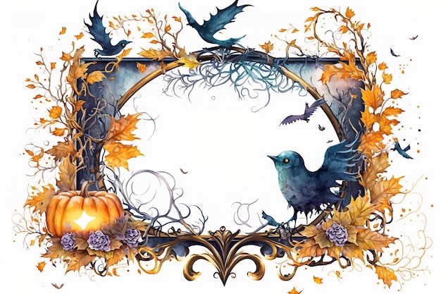 Aquarela quadro ornamentado decorativo de HalloweenGenerative AI