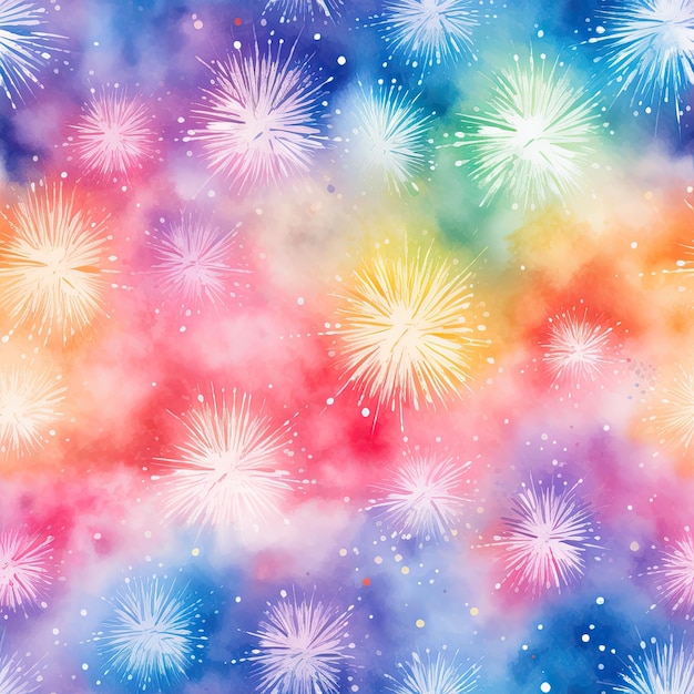 Aquarela Rainbow Fireworks texturas sem costura