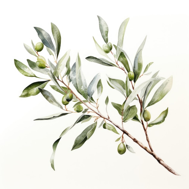 Foto aquarela rama de olivo ai generado