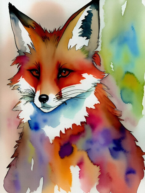 Foto aquarela raposa ilustração pintura acrílica reprodução fauna vida selvagem animais