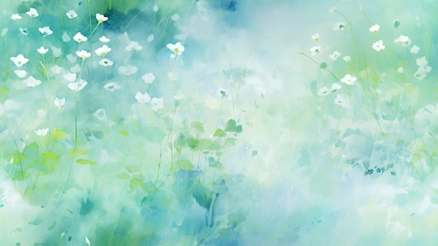 Aquarela realística fundo de primavera desfocado