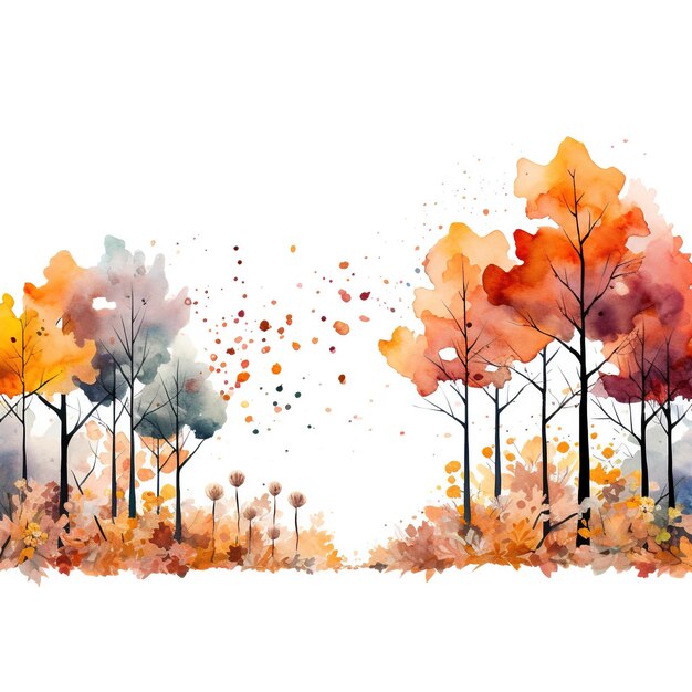 Aquarela resumen de las coloridas hojas de otoño