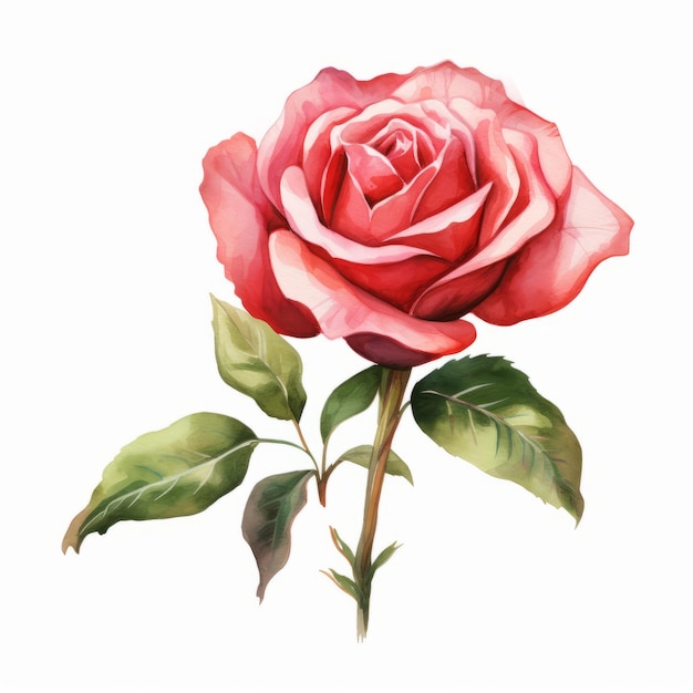 Aquarela Rosa Vermelha Clipart Retrato realista Desenho inspirado pelo pintor