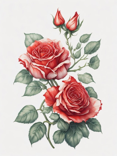 Aquarela Rosa Vermelha