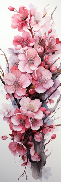 aquarela rosas flores de sakura em um fundo branco estética Ai arte generativa