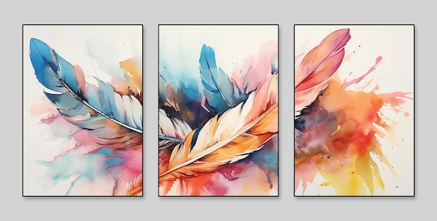 Aquarela Sanlian elemento oro animales plantas flores plumas de caballo tres figuras