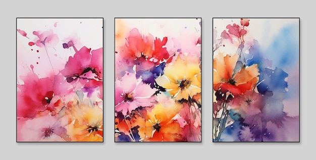 Aquarela Sanlian elemento oro animales plantas flores plumas de caballo tres figuras