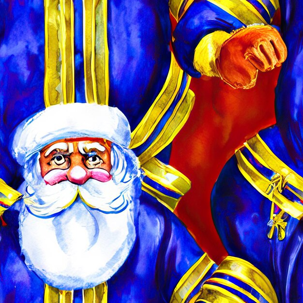 Foto aquarela santa claus vermelho ouro roxo