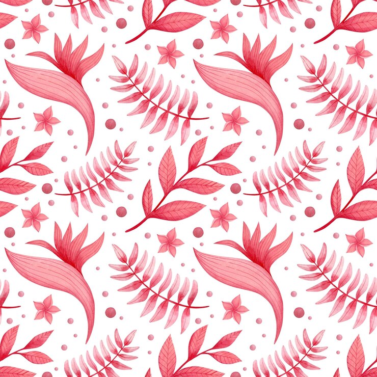 Foto aquarela sem costura padrão de folhas tropicais rosa