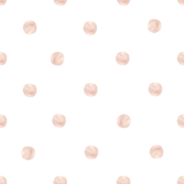 Aquarela sem costura padrão rosa bolinhas. isolado no fundo branco. clipart desenhado à mão.