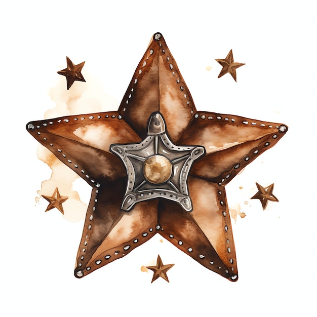 aquarela símbolo da estrela do xerife oeste selvagem oeste cowboy ilustração do deserto clipart