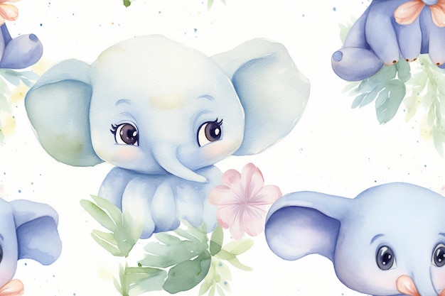 Foto aquarela sinfonia de elefante e flor