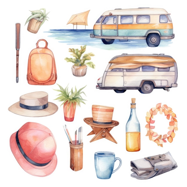 Aquarela Soft color Férias clipart ilustrações isoladas separadamente