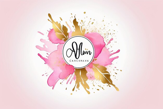 Foto aquarela splash logo branding feminino logo de luxo padrão de design de ouro crachá pink pincel de ouro setphggghjiyuuupn htt4rma