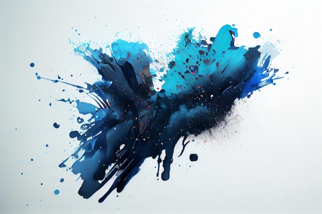 Aquarela Splatter em azul generative ai