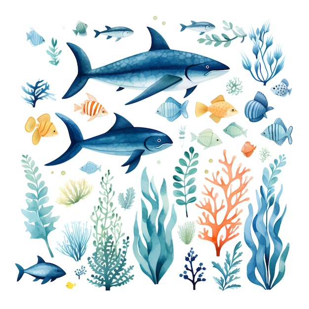 Aquarela submarina clipart