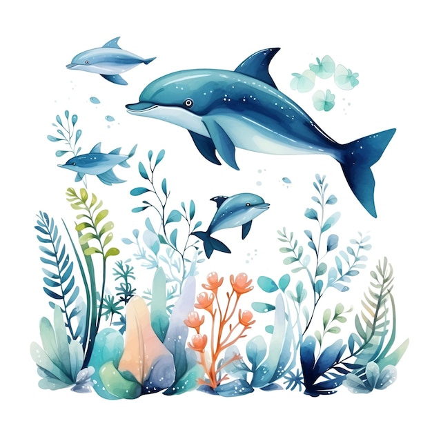 Aquarela submarina clipart