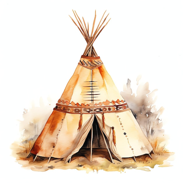 aquarela teepee nativo americano ocidental oeste selvagem cowboy ilustração do deserto clipart