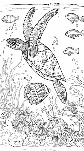 Aquarela tortuga de mar fondo acuarela pintura de animales del océano bebé tortuga marina