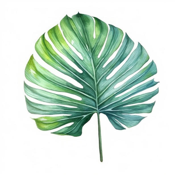 Foto aquarela tropical flora de la jungla de hojas de palma aislada sobre un fondo blanco