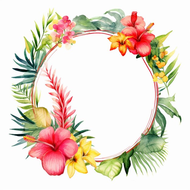 Foto aquarela tropical oval frame clipart