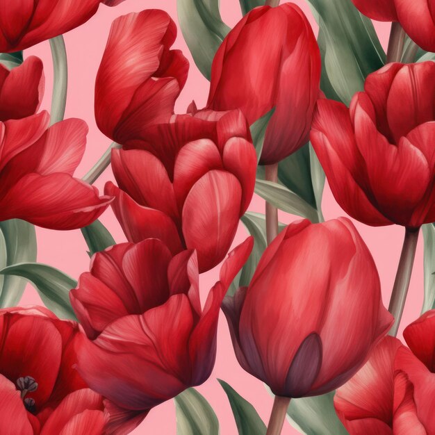 Aquarela tulipas sem costura padrão papéis digitais generativa AI