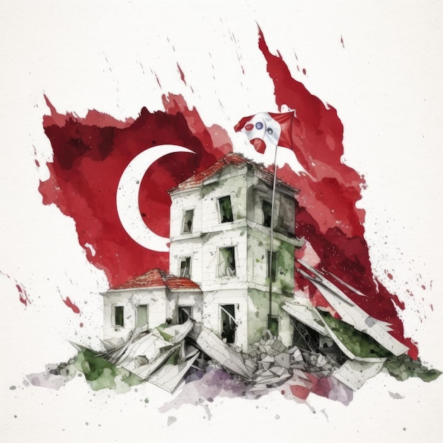 Aquarela Turquia terremoto ilustração isolada em um fundo branco