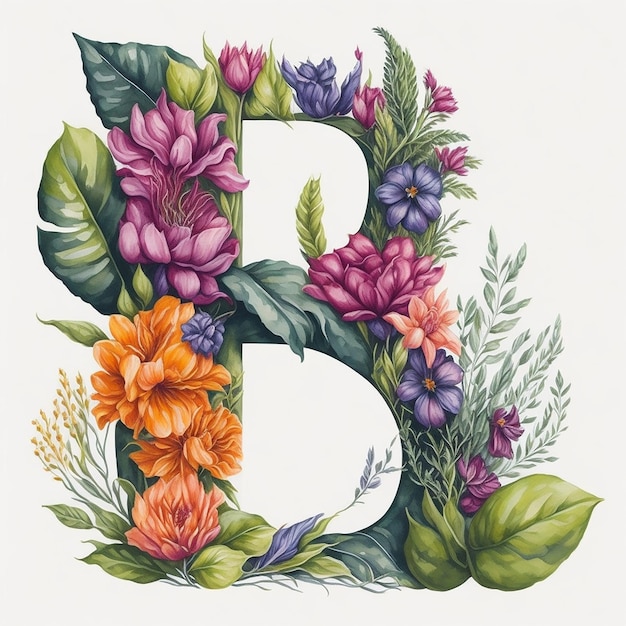 Aquarela Uma Flor do Alfabeto B