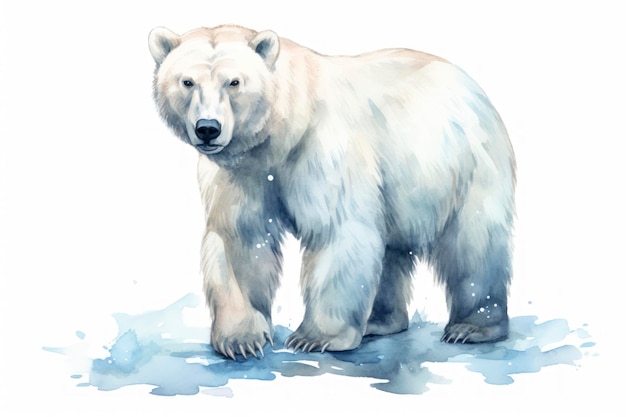 Foto aquarela urso polar isolado fundo branco