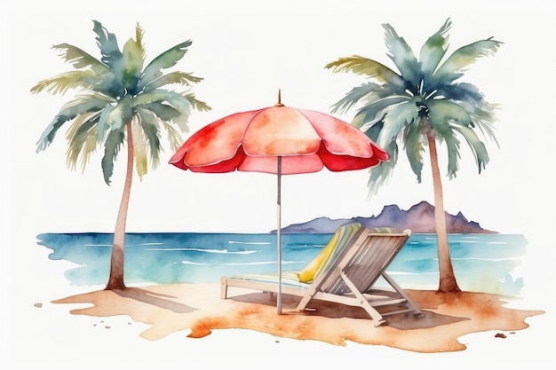 Aquarela Verano con un fondo blanco aislado