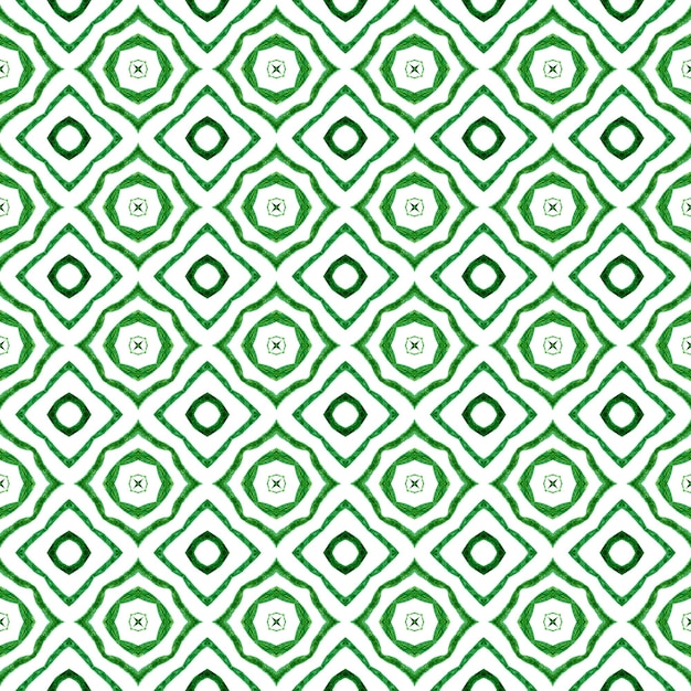 Aquarela de verano patrón de frontera étnica verde