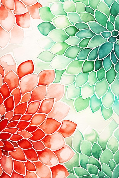 Aquarela Vermelha Verde Mandala Papéis digitais Sublimação de fundo vermelho e verde