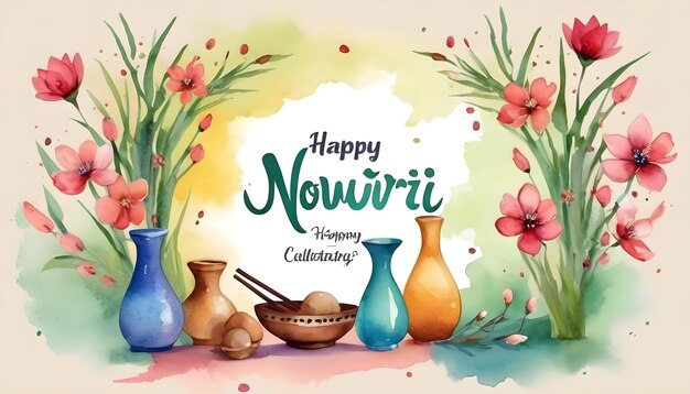 Aquarela vetorial gratuita feliz nowruz celebrando