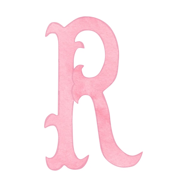 Aquarela vintage letra rosa R alfabeto para el diseño del escudo