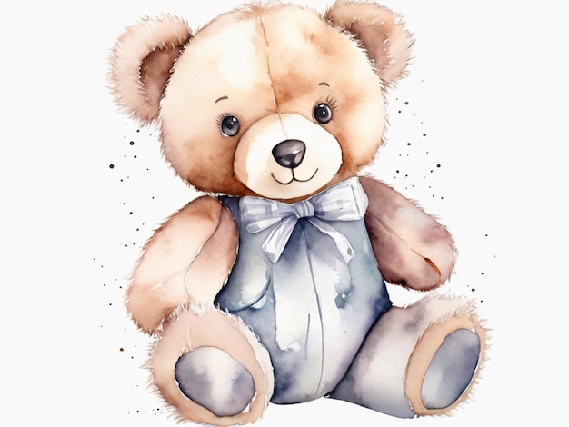 Aquarelateddybearclipartonfundobranco