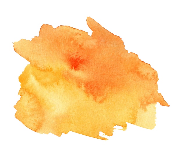 Aquarell abstrakte Orange auf weißem Hintergrund bunter Spritzer auf der gezeichneten Illustration des Papiers Hand