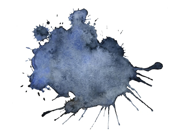 Aquarell abstrakter dunkelblauer Spritzer auf weißem Hintergrund Indigo-Spritzer auf dem Papier handgezeichnete Illus