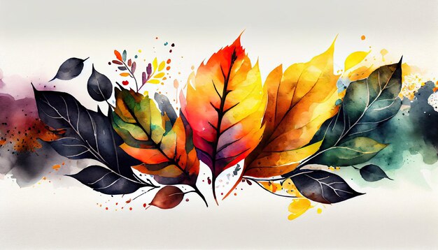 Aquarell abstrakter Hintergrund Herbstkollektion mit saisonalen Blättern in der Naturkunst