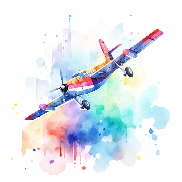 Aquarell-Airplane-Illustration