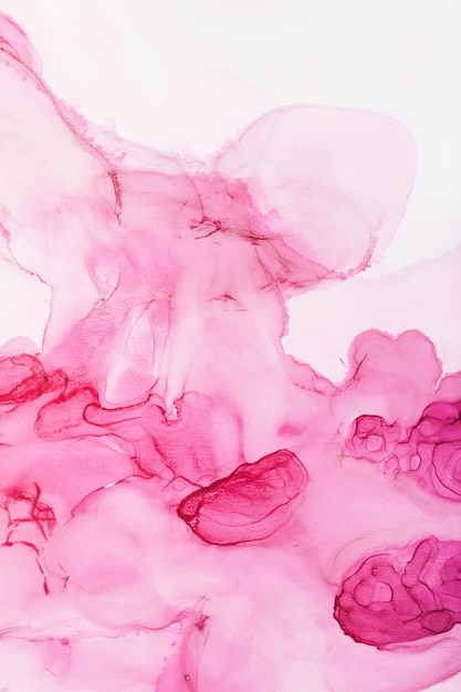 Aquarell-Alkoholtinte wirbelt transparente Wellen und Wirbel in rosa magentafarbenen Farben zarte Pastellflecken digitales Dekor