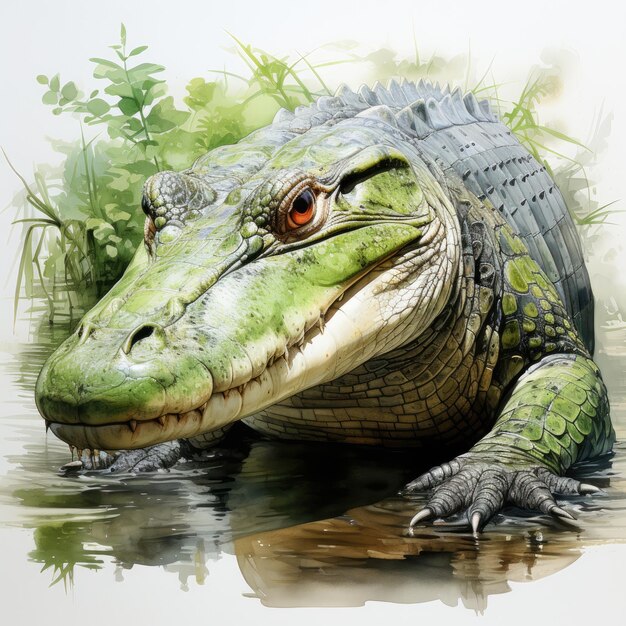 Aquarell Alligator-Klipart Generativ Ai