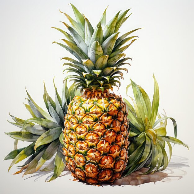 Aquarell-Ananas-Clipart-Illustration Generative Ai