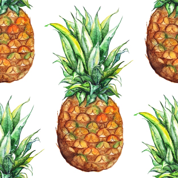 Aquarell Ananas exotische tropische Früchte Musterdesign Textur Hintergrund