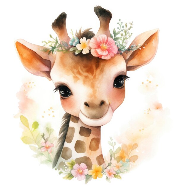 Aquarell-Baby-Giraffe
