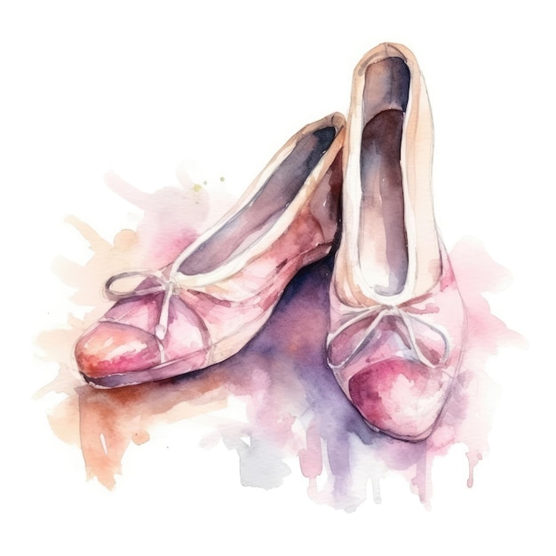 Aquarell-Ballettschuhe